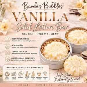 New! Hand Crafted Basic Betch Vanilla Solid Lotion Bar